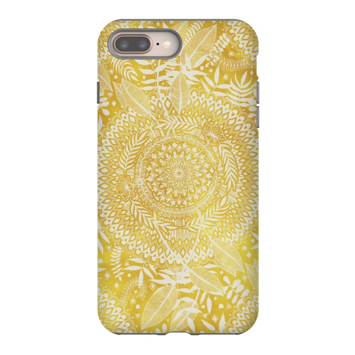 iPhone 7 plus StrongFit Medallion Pattern in Mustard and Cream by Micklyn Le Feuvre