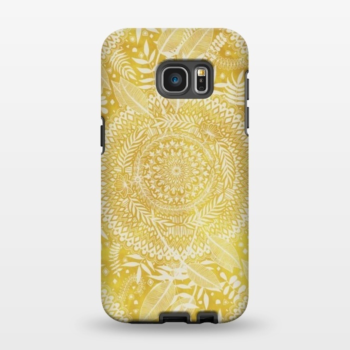 Galaxy S7 EDGE StrongFit Medallion Pattern in Mustard and Cream by Micklyn Le Feuvre