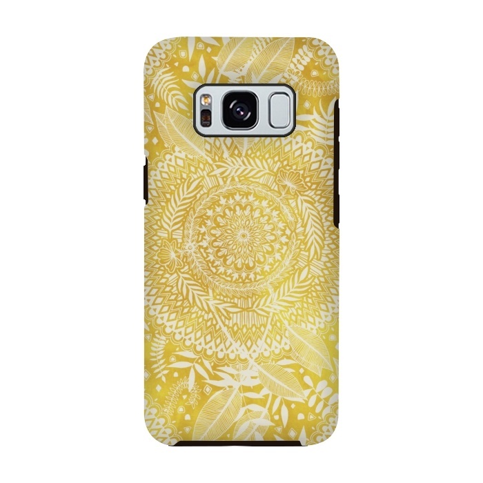 Galaxy S8 StrongFit Medallion Pattern in Mustard and Cream by Micklyn Le Feuvre