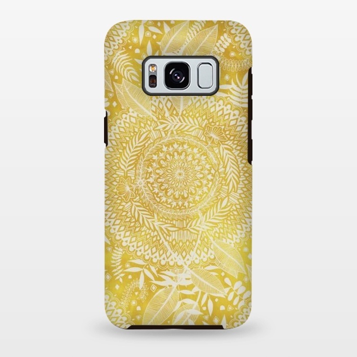 Galaxy S8 plus StrongFit Medallion Pattern in Mustard and Cream by Micklyn Le Feuvre