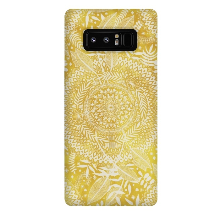 Galaxy Note 8 StrongFit Medallion Pattern in Mustard and Cream by Micklyn Le Feuvre