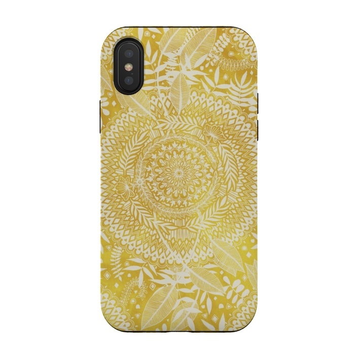 iPhone Xs / X StrongFit Medallion Pattern in Mustard and Cream by Micklyn Le Feuvre