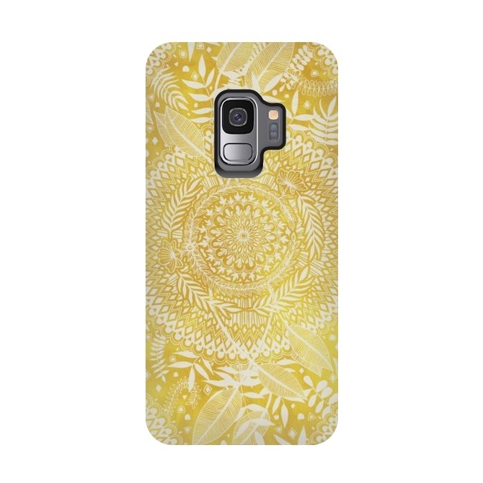 Galaxy S9 StrongFit Medallion Pattern in Mustard and Cream by Micklyn Le Feuvre