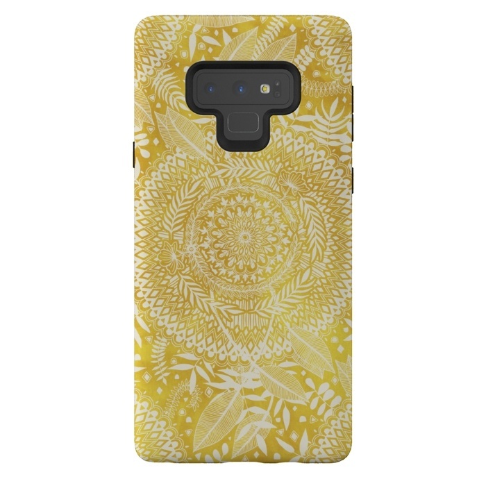Galaxy Note 9 StrongFit Medallion Pattern in Mustard and Cream by Micklyn Le Feuvre