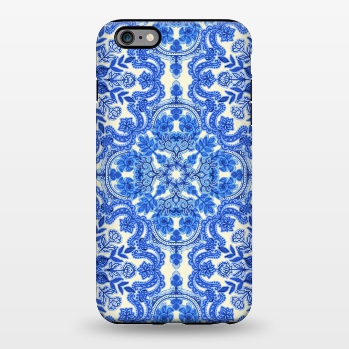 iPhone 6/6s plus StrongFit Cobalt Blue and China White Folk Art Pattern by Micklyn Le Feuvre