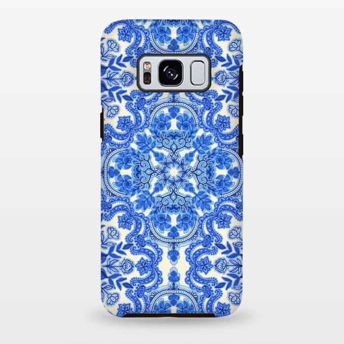 Galaxy S8 plus StrongFit Cobalt Blue and China White Folk Art Pattern by Micklyn Le Feuvre