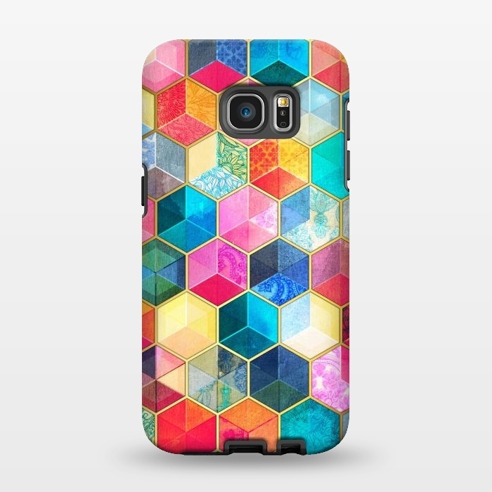 Galaxy S7 EDGE StrongFit Crystal Bohemian Honeycomb Cubes by Micklyn Le Feuvre