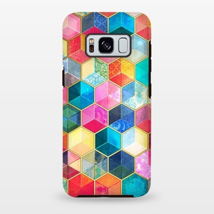 Galaxy S8 plus StrongFit Crystal Bohemian Honeycomb Cubes by Micklyn Le Feuvre