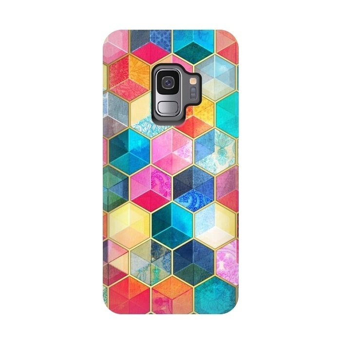 Galaxy S9 StrongFit Crystal Bohemian Honeycomb Cubes by Micklyn Le Feuvre
