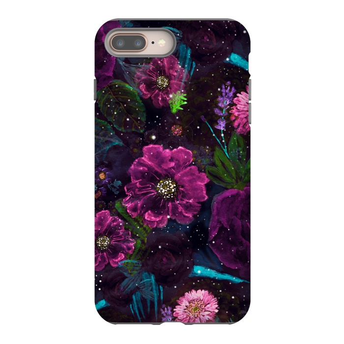 iPhone 7 plus StrongFit Whimsical Watercolor night garden floral hand paint  by InovArts
