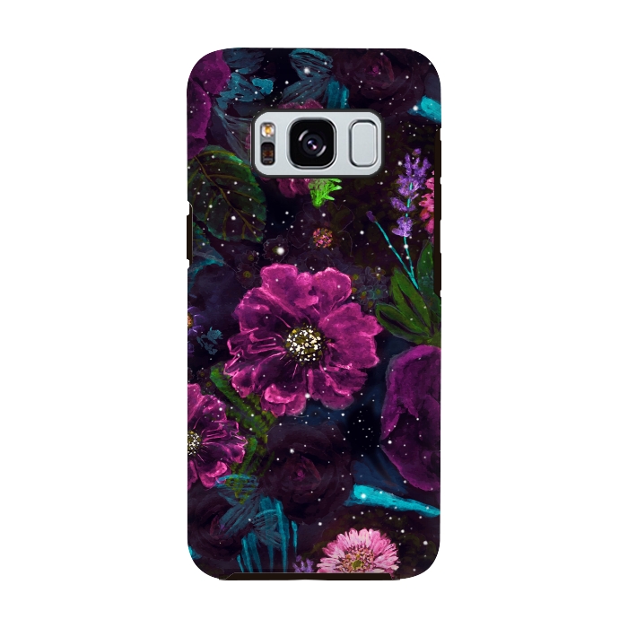 Galaxy S8 StrongFit Whimsical Watercolor night garden floral hand paint  by InovArts