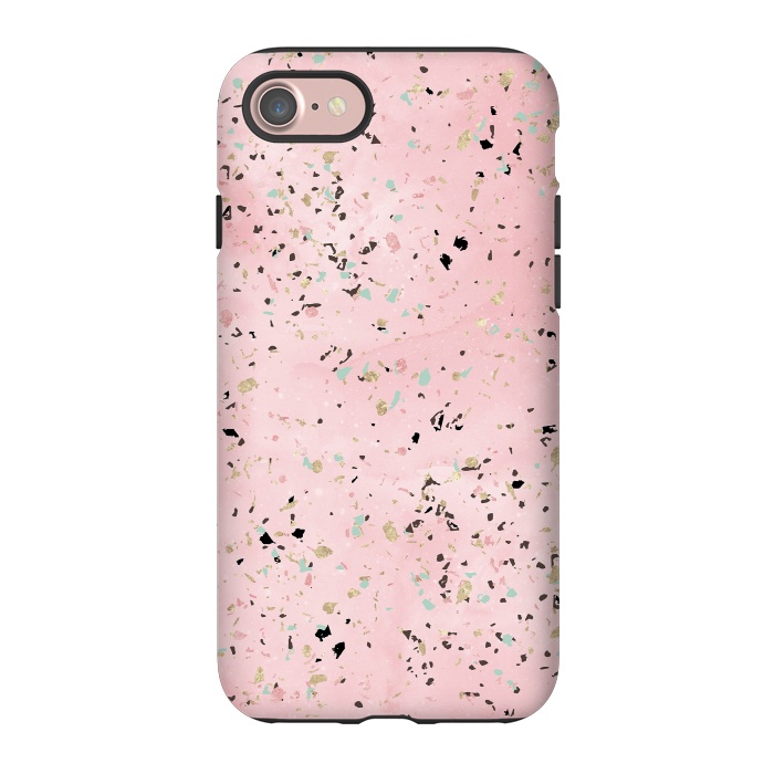 iPhone 7 StrongFit Blush and gold marble terrazzo design by InovArts