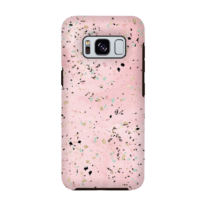 Galaxy S8 StrongFit Blush and gold marble terrazzo design by InovArts
