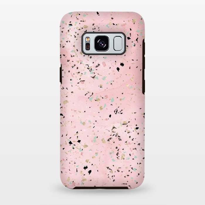 Galaxy S8 plus StrongFit Blush and gold marble terrazzo design by InovArts