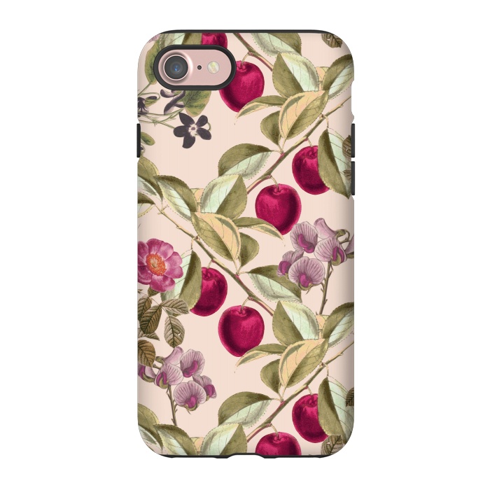 iPhone 7 StrongFit Pink Fruits and Flowers Pattern  by Zala Farah