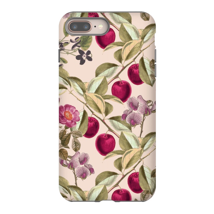 iPhone 7 plus StrongFit Pink Fruits and Flowers Pattern  by Zala Farah