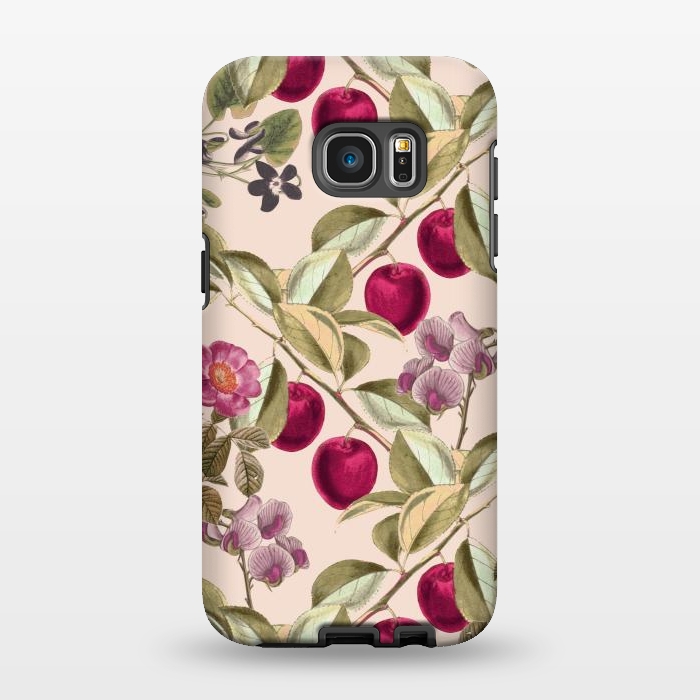 Galaxy S7 EDGE StrongFit Pink Fruits and Flowers Pattern  by Zala Farah