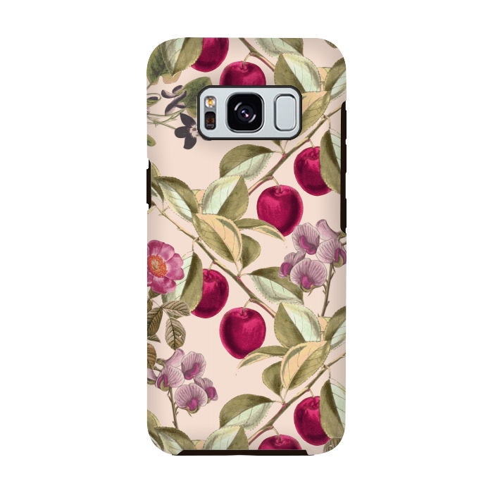 Galaxy S8 StrongFit Pink Fruits and Flowers Pattern  by Zala Farah
