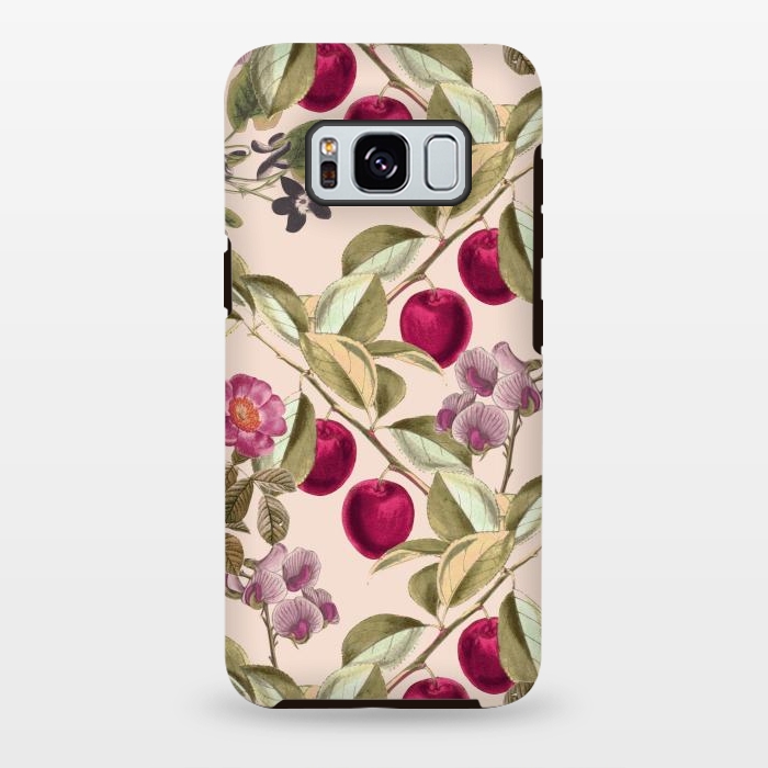 Galaxy S8 plus StrongFit Pink Fruits and Flowers Pattern  by Zala Farah