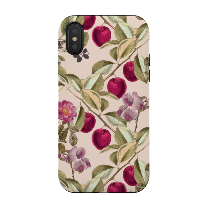 iPhone Xs / X StrongFit Pink Fruits and Flowers Pattern  by Zala Farah