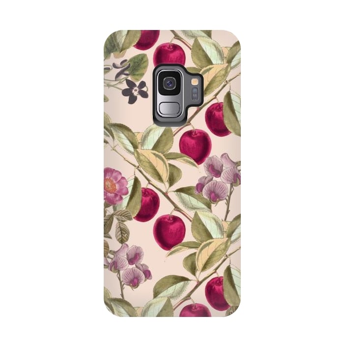 Galaxy S9 StrongFit Pink Fruits and Flowers Pattern  by Zala Farah