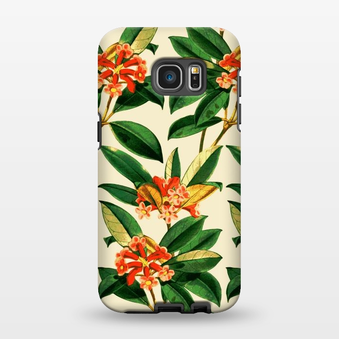 Galaxy S7 EDGE StrongFit Orange Flower Pattern by Zala Farah