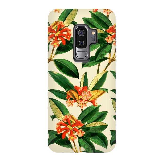 Galaxy S9 plus StrongFit Orange Flower Pattern by Zala Farah