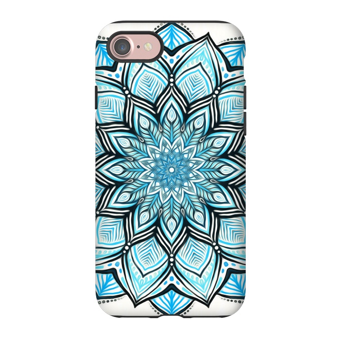 iPhone 7 StrongFit Turquoise Tribal Mandala on White by Micklyn Le Feuvre