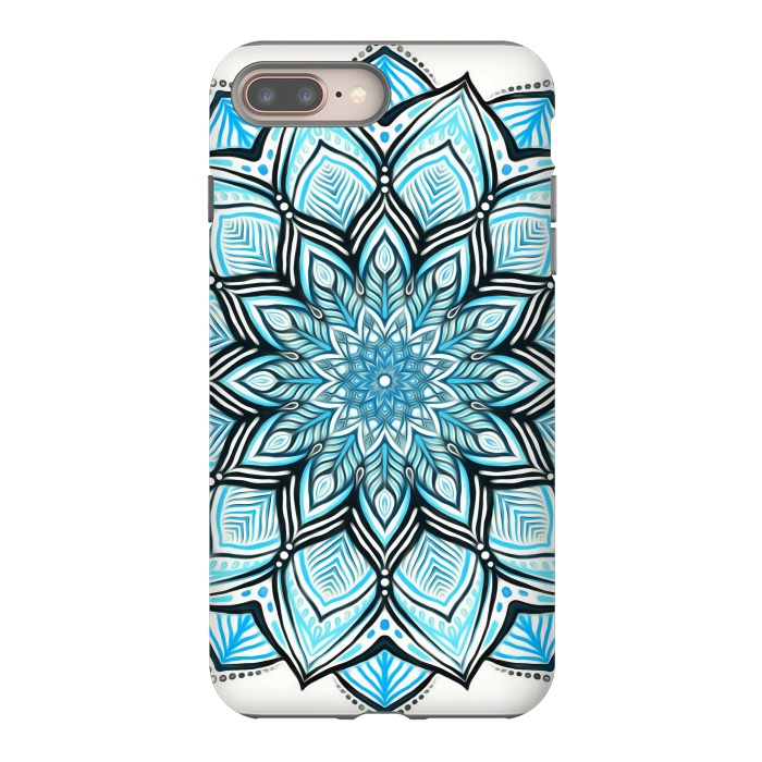 iPhone 7 plus StrongFit Turquoise Tribal Mandala on White by Micklyn Le Feuvre