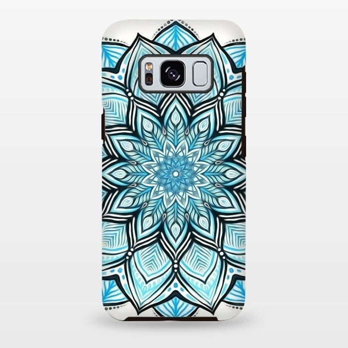 Galaxy S8 plus StrongFit Turquoise Tribal Mandala on White by Micklyn Le Feuvre