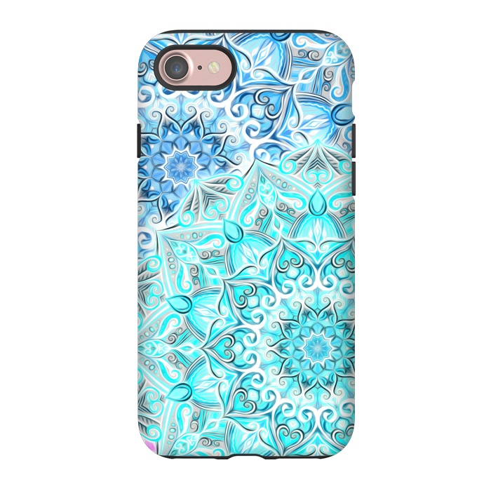 iPhone 7 StrongFit Frosted Mandalas in Aqua and Blue by Micklyn Le Feuvre