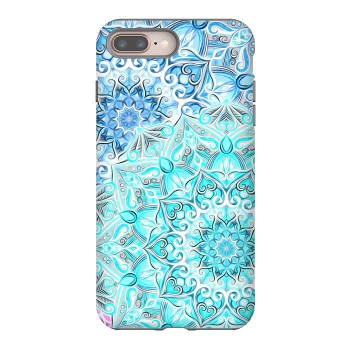 iPhone 7 plus StrongFit Frosted Mandalas in Aqua and Blue by Micklyn Le Feuvre