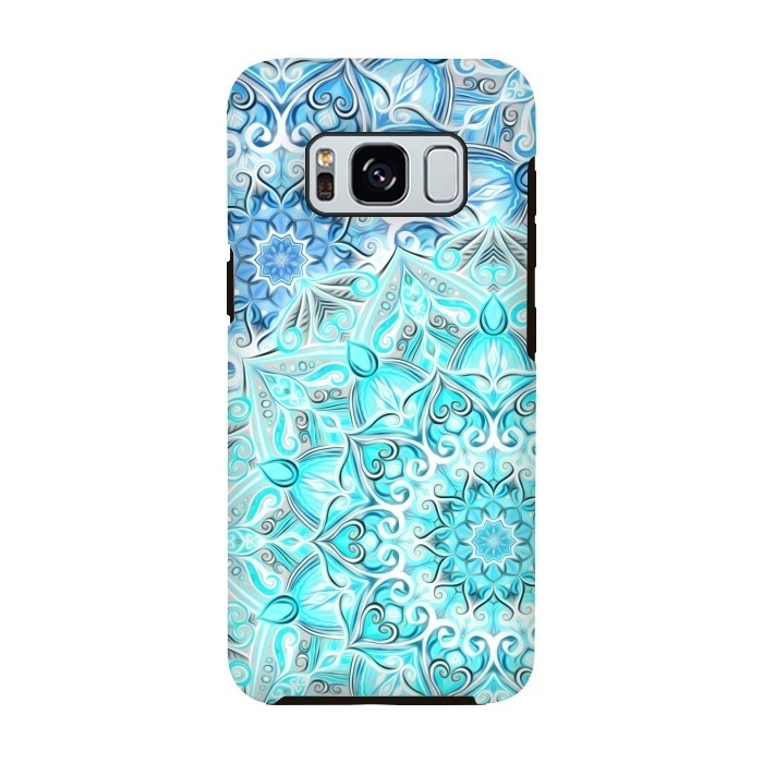 Galaxy S8 StrongFit Frosted Mandalas in Aqua and Blue by Micklyn Le Feuvre