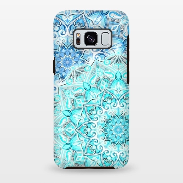 Galaxy S8 plus StrongFit Frosted Mandalas in Aqua and Blue by Micklyn Le Feuvre