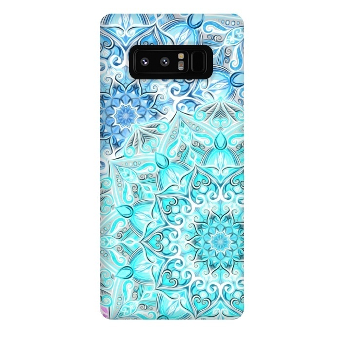 Galaxy Note 8 StrongFit Frosted Mandalas in Aqua and Blue by Micklyn Le Feuvre