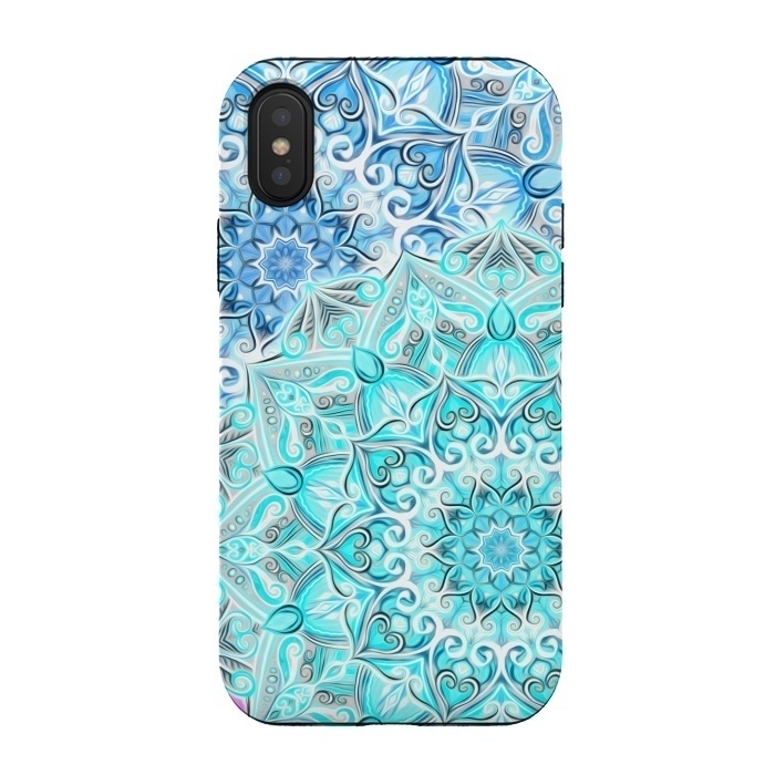 iPhone Xs / X StrongFit Frosted Mandalas in Aqua and Blue by Micklyn Le Feuvre