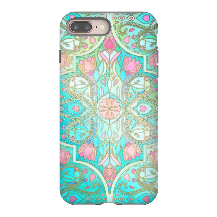iPhone 7 plus StrongFit Floral Moroccan in Spring Pastels by Micklyn Le Feuvre