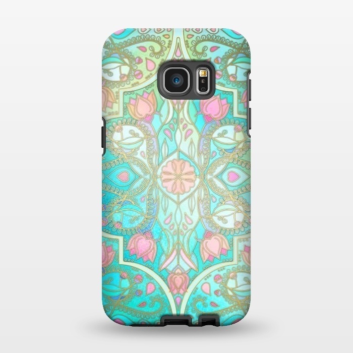Galaxy S7 EDGE StrongFit Floral Moroccan in Spring Pastels by Micklyn Le Feuvre
