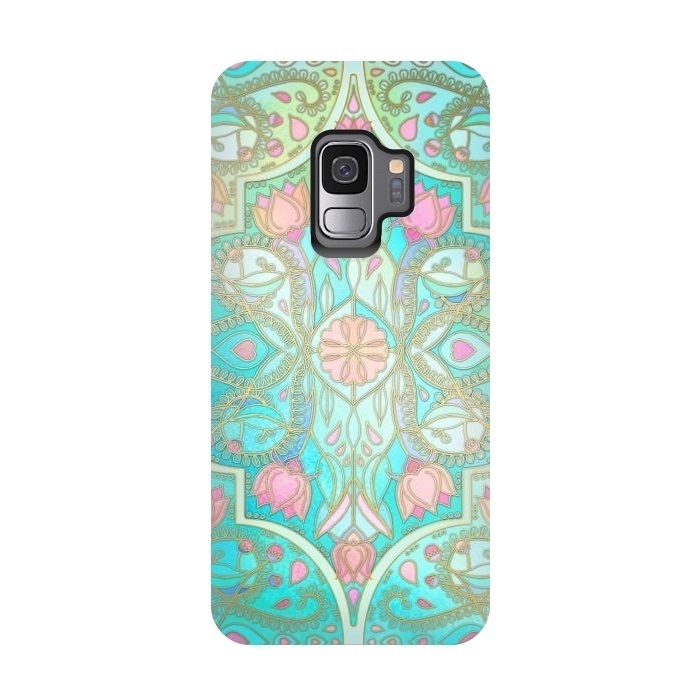 Galaxy S9 StrongFit Floral Moroccan in Spring Pastels by Micklyn Le Feuvre