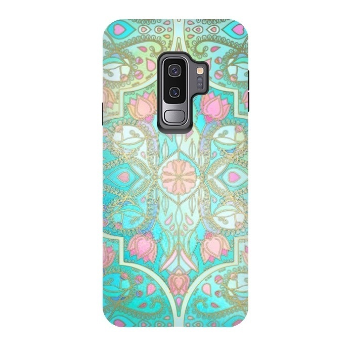 Galaxy S9 plus StrongFit Floral Moroccan in Spring Pastels by Micklyn Le Feuvre