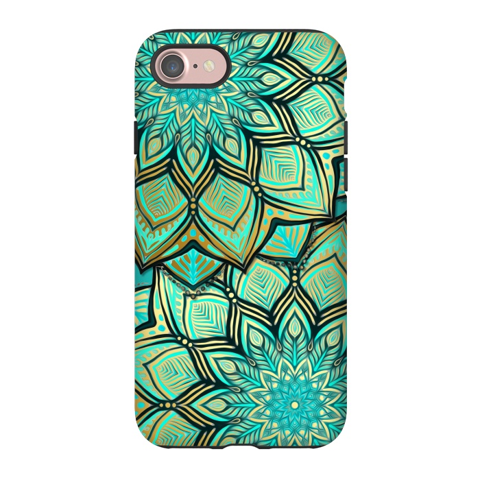 iPhone 7 StrongFit Emerald and Teal Gilded Mandala by Micklyn Le Feuvre