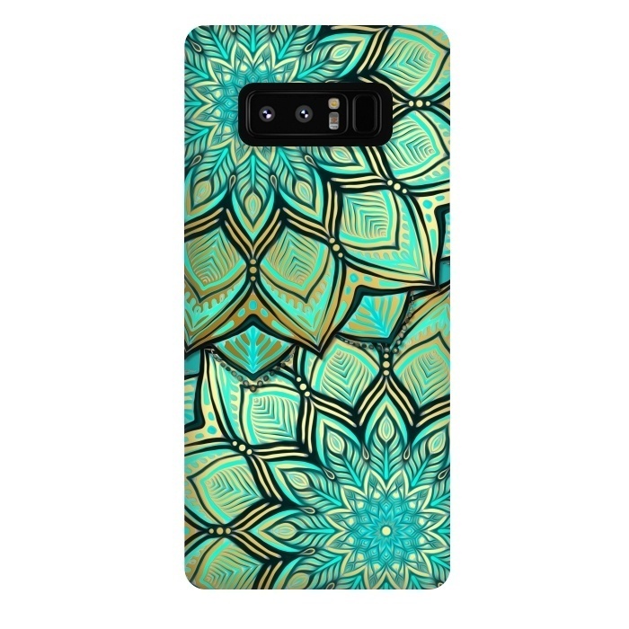 Galaxy Note 8 StrongFit Emerald and Teal Gilded Mandala by Micklyn Le Feuvre