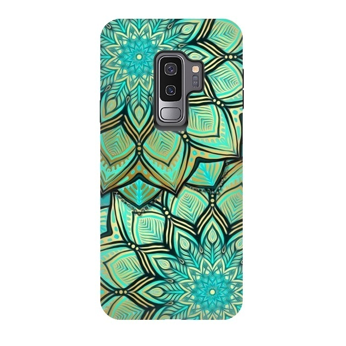 Galaxy S9 plus StrongFit Emerald and Teal Gilded Mandala by Micklyn Le Feuvre