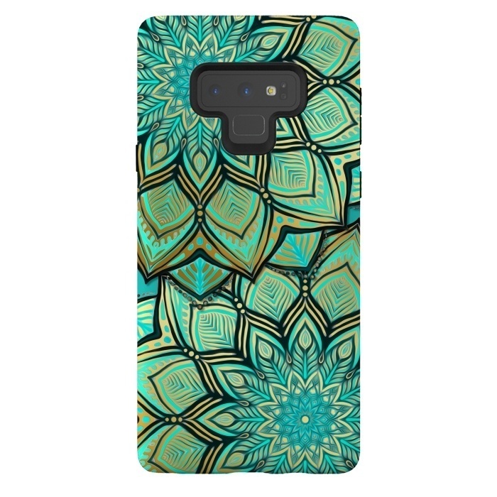 Galaxy Note 9 StrongFit Emerald and Teal Gilded Mandala by Micklyn Le Feuvre