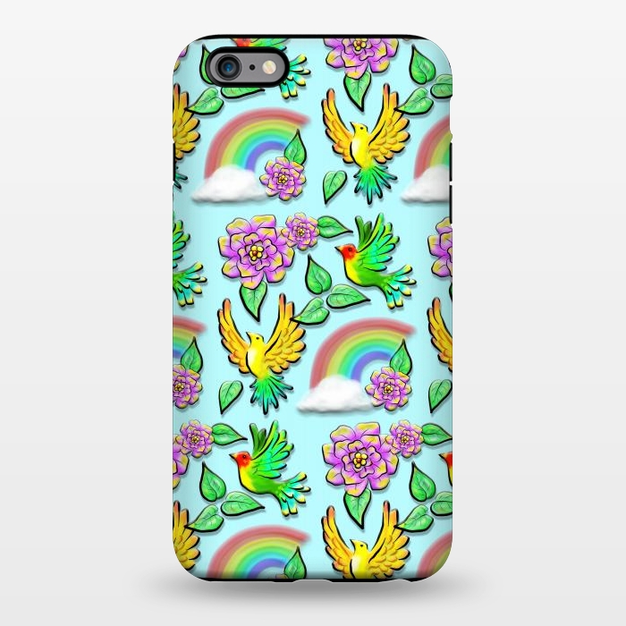 iPhone 6/6s plus StrongFit Birds Flowers and Rainbows Doodle Pattern by BluedarkArt