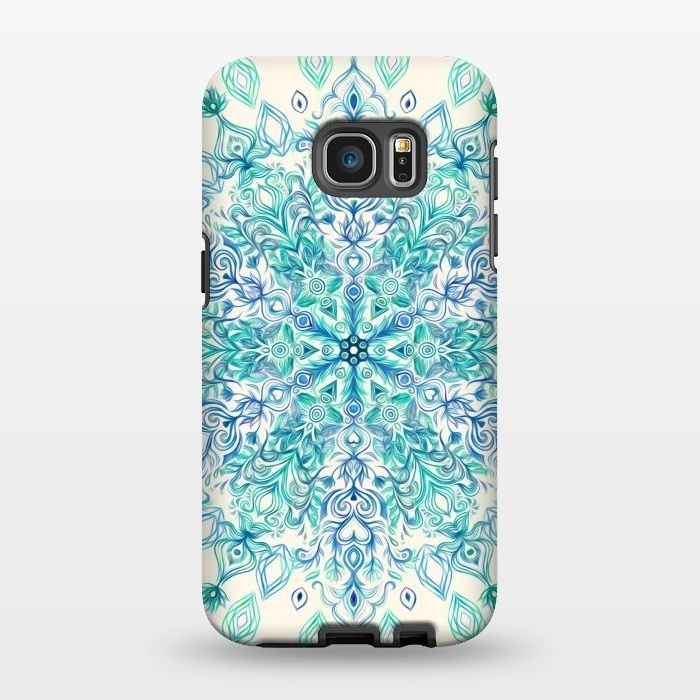 Galaxy S7 EDGE StrongFit Peppermint Snowflake on Cream  by Micklyn Le Feuvre