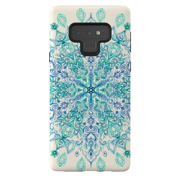 Galaxy Note 9 StrongFit Peppermint Snowflake on Cream  by Micklyn Le Feuvre
