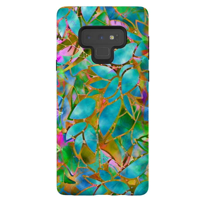 Galaxy Note 9 StrongFit Floral Abstract Stained Glass G265  by Medusa GraphicArt