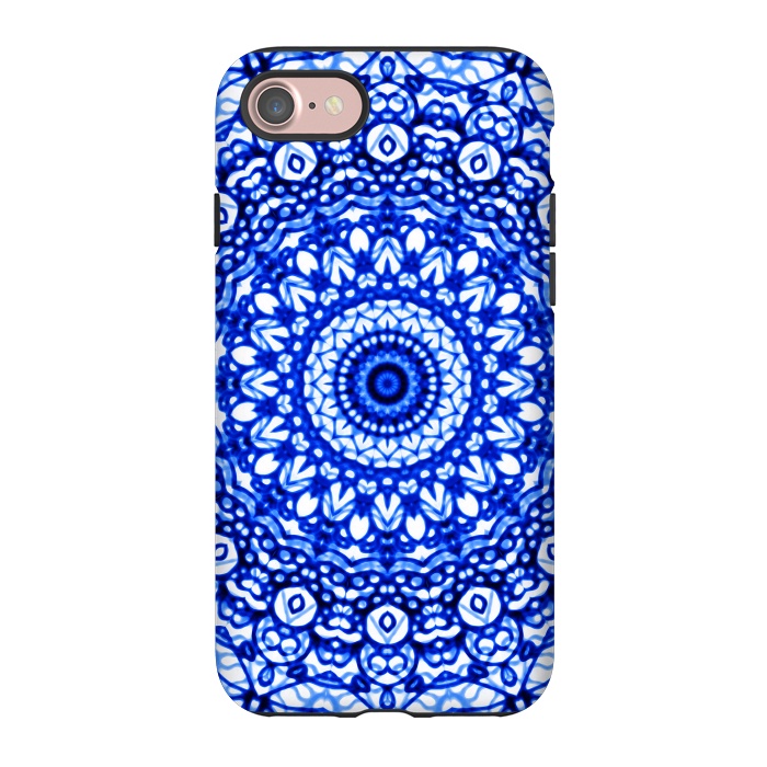 iPhone 7 StrongFit Blue Mandala Mehndi Style G403  by Medusa GraphicArt