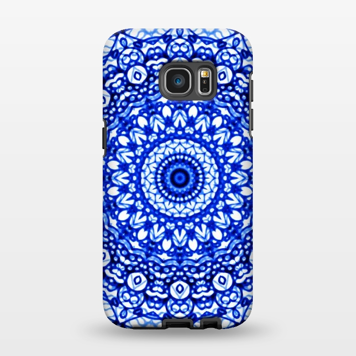Galaxy S7 EDGE StrongFit Blue Mandala Mehndi Style G403  by Medusa GraphicArt